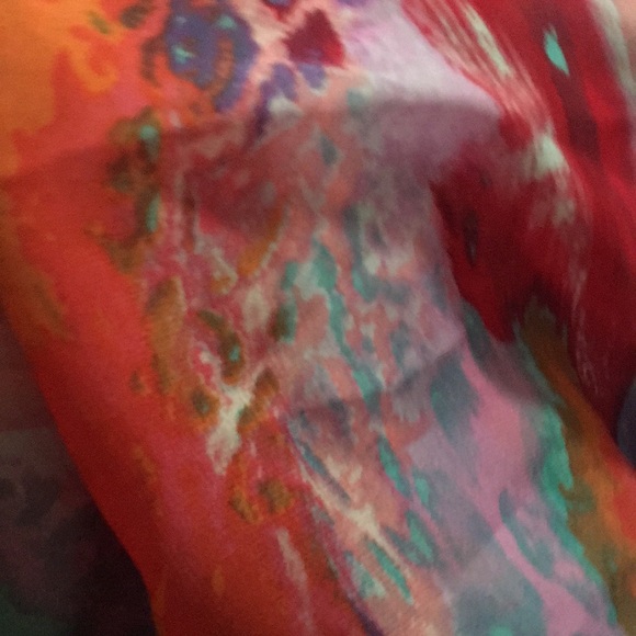 Open front lightweight scarf type material vest with painted animal print - Picture 7 of 7